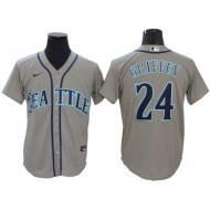 Seattle Mariners #24 Ken Griffey Jr. Gray Road Cool Base Jersey