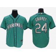 Seattle Mariners #24 Ken Griffey Jr. Aqua Alternate Cool Base Jersey