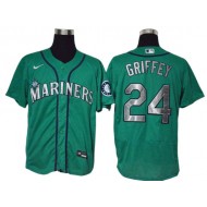 Seattle Mariners #24 Ken Griffey Jr. Aqua Alternate Flex Base Jersey