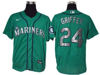 Seattle Mariners #24 Ken Griffey Jr. Aqua Alternate Flex Base Jersey