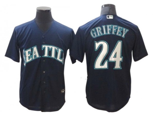 Seattle Mariners #24 Ken Griffey Jr. Navy Alternate Cool Base Jersey