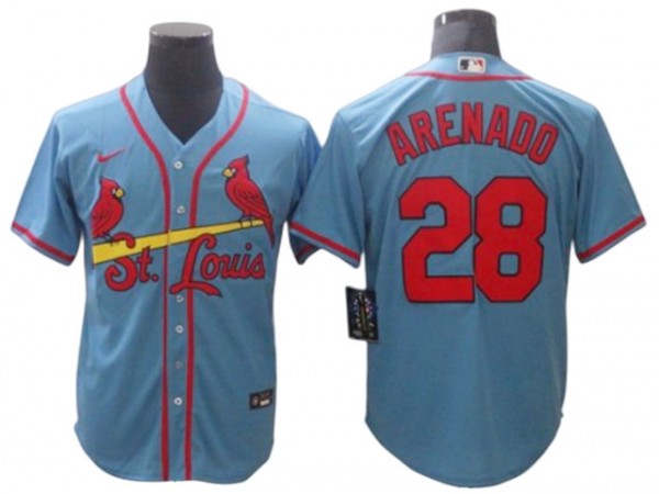 St. Louis Cardinals #28 Nolan Arenado Light Blue Alternate Cool Base Jersey