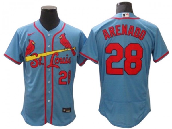 St. Louis Cardinals #28 Nolan Arenado Light Blue Alternate Flex Base Jersey