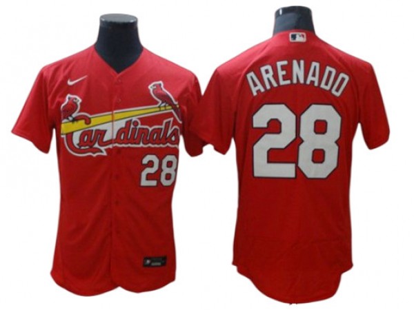 St. Louis Cardinals #28 Nolan Arenado Red Flex Base Jersey