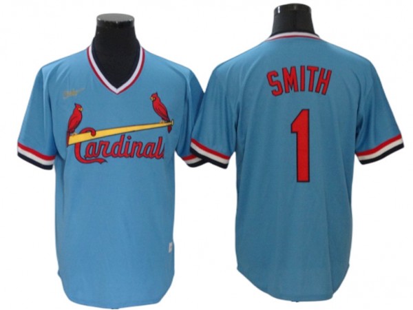 St. Louis Cardinals #1 Ozzie Smith Light Blue Cooperstown Collection Cool Base Jersey