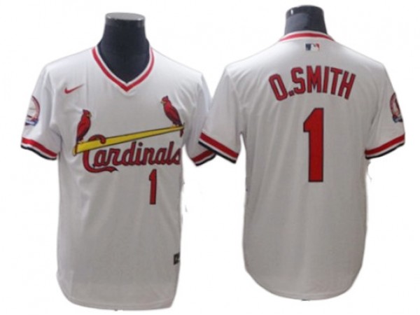 St. Louis Cardinals #1 Ozzie Smith White Cooperstown Collection Jersey