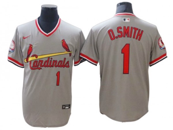 St. Louis Cardinals #1 Ozzie Smith Gary Cooperstown Collection Cool Base Jersey