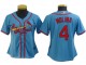 Women St. Louis Cardinals #4 Yadier Molina Cool Base Jersey - White/Red/Light Blue