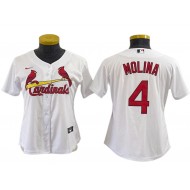 Women St. Louis Cardinals #4 Yadier Molina Cool Base Jersey - White/Red/Light Blue