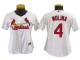 Women St. Louis Cardinals #4 Yadier Molina Cool Base Jersey - White/Red/Light Blue