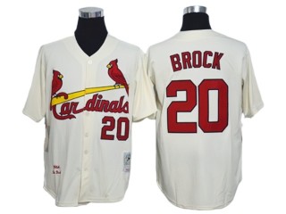 St. Louis Cardinals #20 Lou Brock Cream 1967 Throwback Jersey