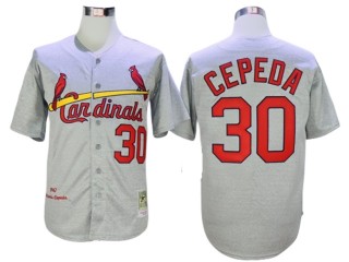 St. Louis Cardinals #30 Orlando Cepeda Gray 1967 Throwback Jersey