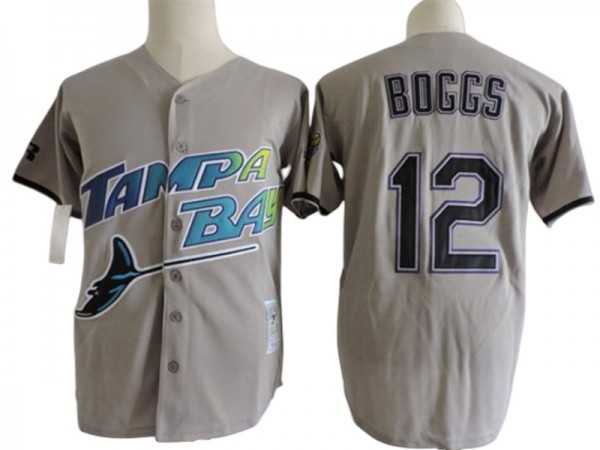 Tampa Bay Rays #12 Wade Boggs Grey Throwback Jersey