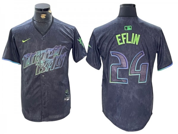 Tampa Bay Rays #24 Zach Eflin Charcoal 2024 City Connect Limited Jersey