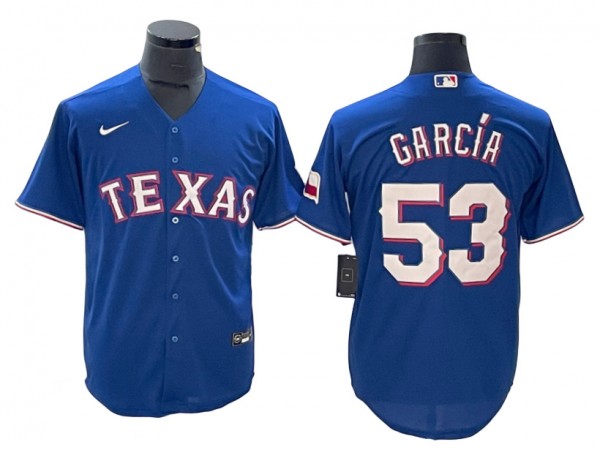 Texas Rangers #53 Adolis Garcia Royal Cool Base Jersey