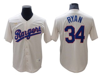 Texas Rangers #34 Nolan Ryan Cream Cooperstown Collection Cool Base Jersey