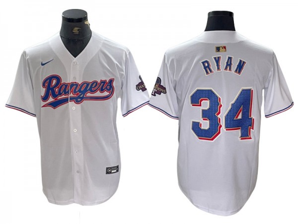 Texas Rangers #34 Nolan Ryan White 2024 Gold Collection Limited Jersey