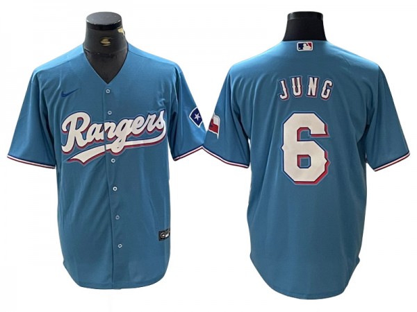 Texas Rangers #6 Josh Jung Light Blue Cool Base Jersey