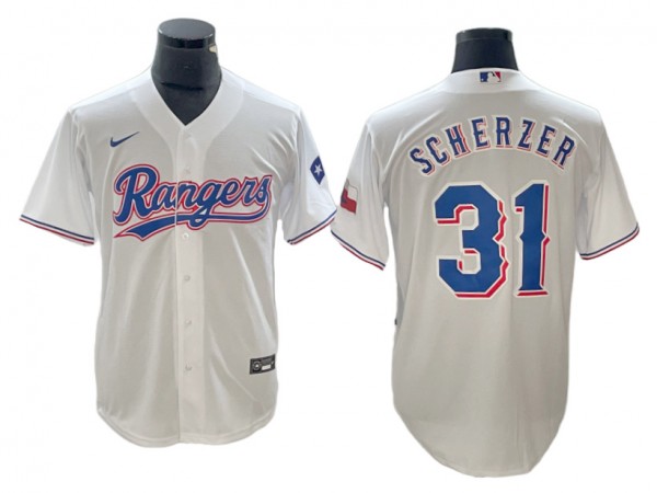 Texas Rangers #31 Max Scherzer White Cool Base Jersey