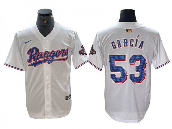 Texas Rangers #53 Adolis Garcia White 2024 Gold Collection Limited Jersey