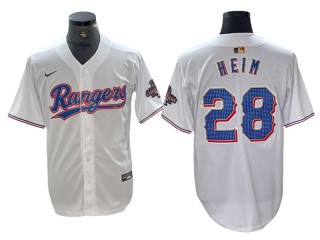 Texas Rangers #28 Jonah Heim White 2024 Gold Collection Limited Jersey