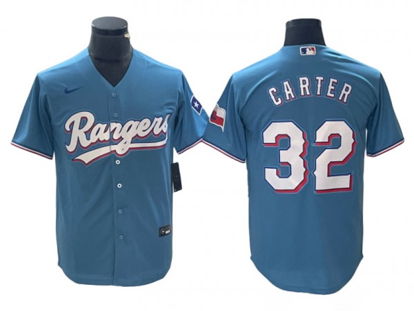 Texas Rangers #32 Evan Carter Light Blue Cool Base Jersey