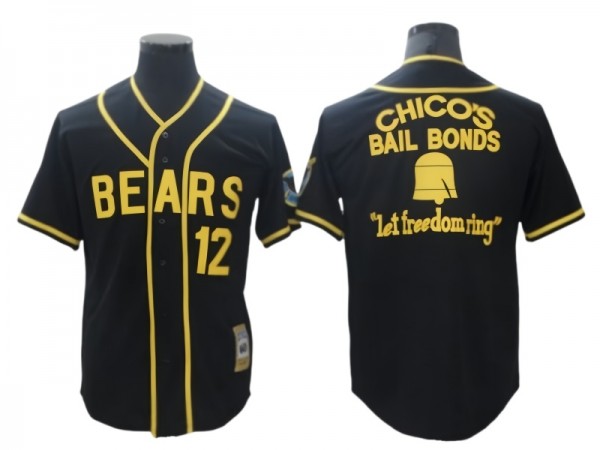 The Bad News Bears #12 Tanner Boyle Black Chico's Bail Bonds Movie Baseball Jersey