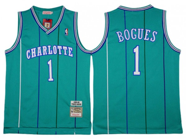 Charlotte Hornets #1 Muggsy Bogues Teal Hardwood Classic Jersey