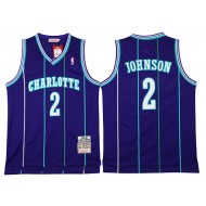 Charlotte Hornets #2 Larry Johnson Purple Hardwood Classic Jersey