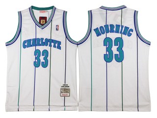 Charlotte Hornets #33 Alonzo Mourning White Hardwood Classic Jersey