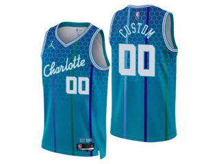 Custom Charlotte Hornets Teal 75th Anniversary City Edition Jersey  