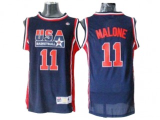 1992 Olympic USA Basketball Dream Team #11 Karl Malone Jersey - Navy/White