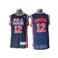 1992 Olympic USA Basketball Dream Team #12 John Stockton Jersey - Navy/White