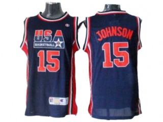 1992 Olympic USA Basketball Dream Team #15 Magic Johnson Jersey - Navy/White