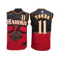 Atlanta Hawks #11 Trae Young Red/Black Throwback Jersey