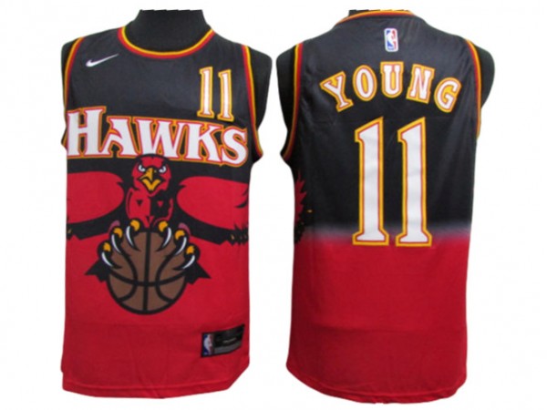 Atlanta Hawks #11 Trae Young Red/Black Throwback Jersey