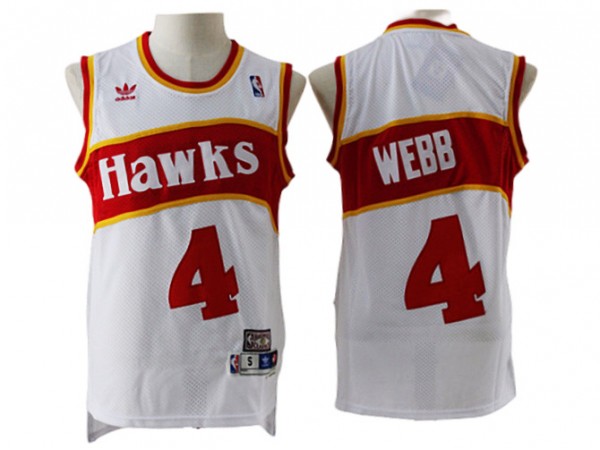 Atlanta Hawks #4 Spud Webb White Hardwood Classics Jersey