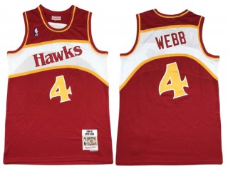 M&N Atlanta Hawks #4 Spud Webb Red 1986-87 Hardwood Classics Jersey