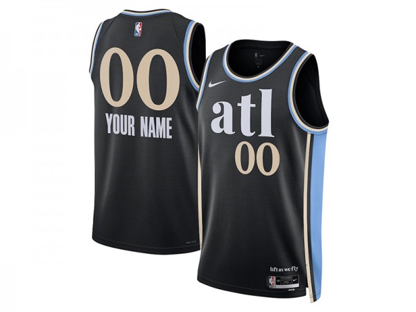 Custom Atlanta Hawks Black 2023/24 City Edition Jersey