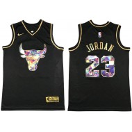 Chicago Bulls #23 Michael Jordan Black Gold Diamond Swingman Jersey