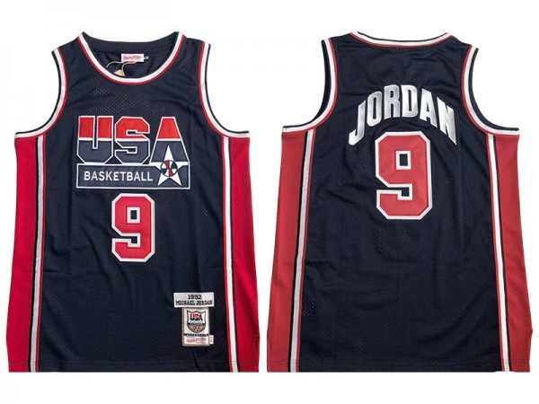 M&N USA Basketball #9 Michael Jordan Navy 1992 Embroider Edition Jersey