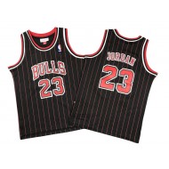 M&N Chicago Bulls #23 Michael Jordan Black Pinstripe Hardwood Classics Jersey