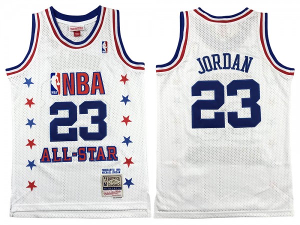 M&N Chicago Bulls #23 Michael Jordan 1989 All Star Jersey - White