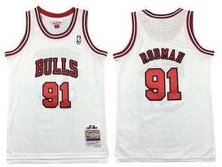 M&N Chicago Bulls #91 Dennis Rodman White 1997/98 Hardwood Classics Jersey