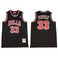 M&N Chicago Bulls #33 Scottie Pippen Black Pinstripe Hardwood Classics Jersey