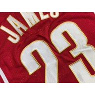 M&N Cleveland Cavaliers #23 LeBron James Red Embroider Edition Jersey