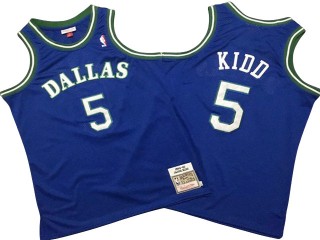 M&N Dallas Mavericks #5 Jason Kidd 1994/95 Blue Hardwood Classic Jersey