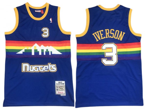 M&N Denver Nuggets #3 Allen Iverson Blue 2006-07 Hardwood Classic Jersey