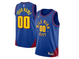 Custom Denver Nuggets Blue Statement Edition Jersey