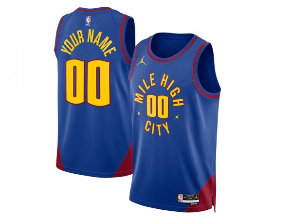 Custom Denver Nuggets Blue Statement Edition Jersey